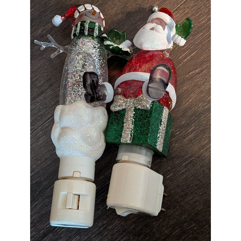Avon Shimmer Glitter Night Lights Wall Plug-ins / Snowman & Santa Claus - Picture 4 of 4